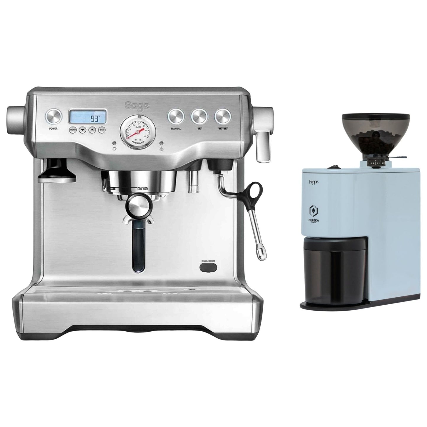 Sage The Dual Boiler Espresso Machine & Eureka Peppe Grinder Bundle