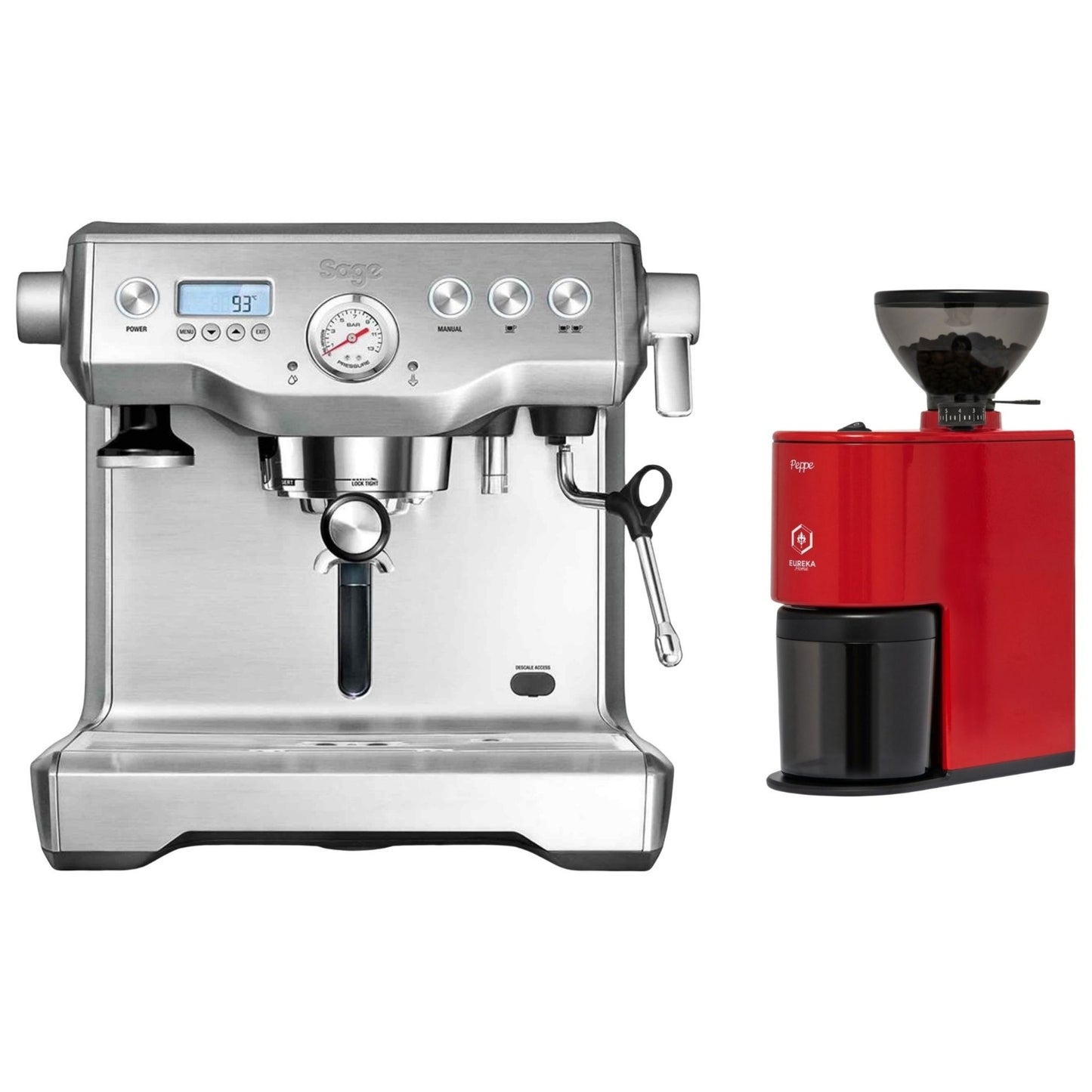 Sage The Dual Boiler Espresso Machine & Eureka Peppe Grinder Bundle
