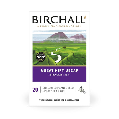 Birchall Great Rift Decaf Breakfast Tea Enveloped Prism Tea Bags – 20 Pack