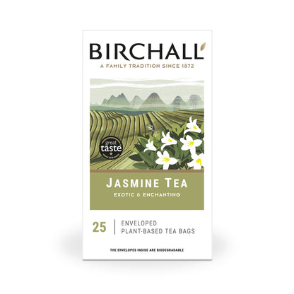 Birchall Jasmine Tea Plant-Based Enveloped Tea Bags – 25 Pack