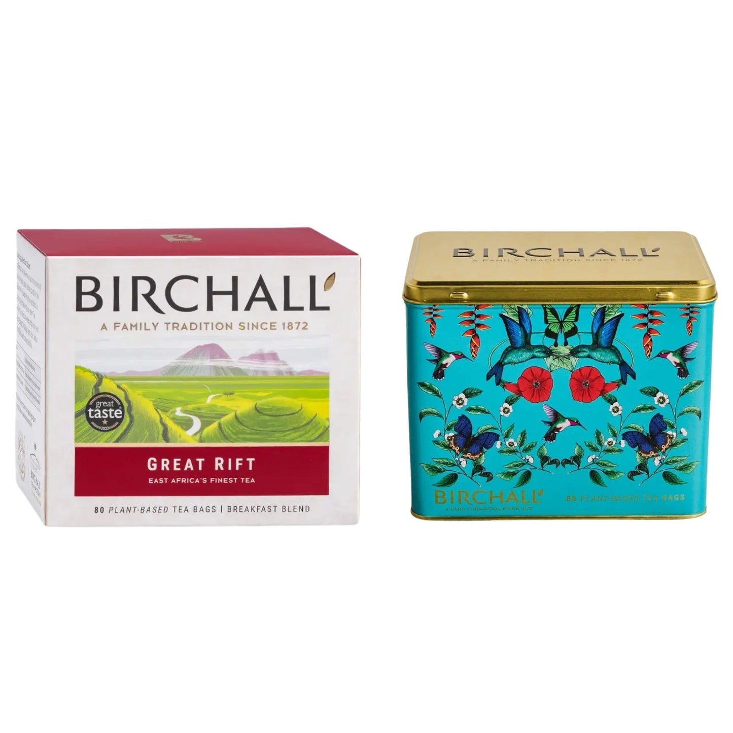 Birchall Tin Caddy containing Great Rift - 80 Plant-Based Everyday Tea Bags