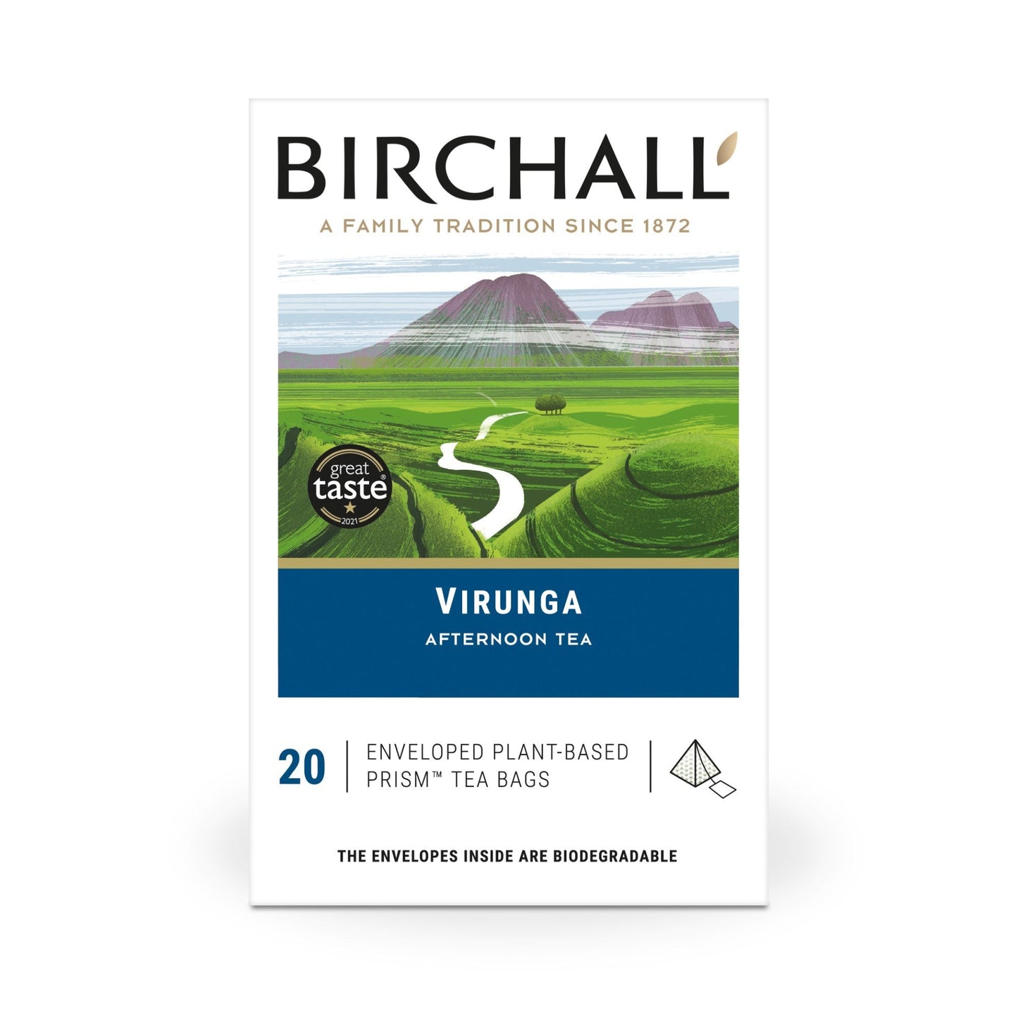 Birchall Virunga Afternoon Tea Enveloped Plant-Based Prism Tea Bags – 20 Pack