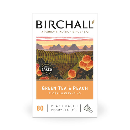 Birchall Green Tea & Peach 80 Plant-Based Prism Tea Bags