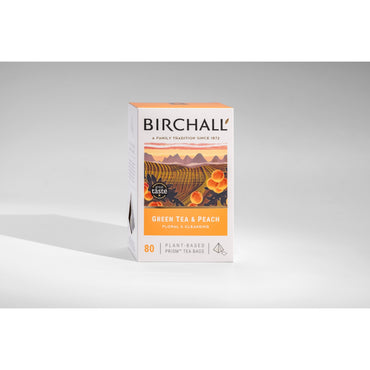 Birchall Green Tea & Peach 80 Plant-Based Prism Tea Bags