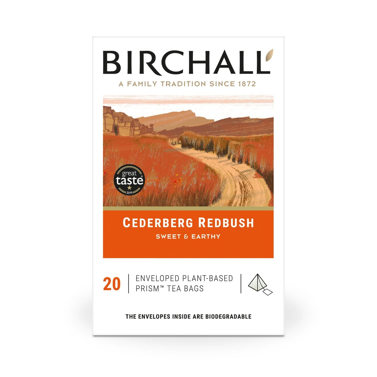Birchall Cederberg Redbush 20 Enveloped Plant-Based Prism Tea Bags