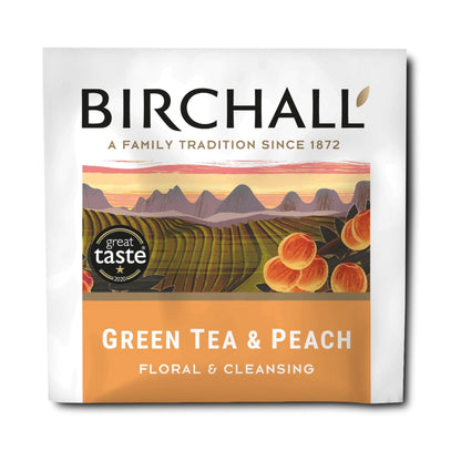 Birchall Green Tea & Peach – 25 Enveloped Green Tea with Fruity Notes