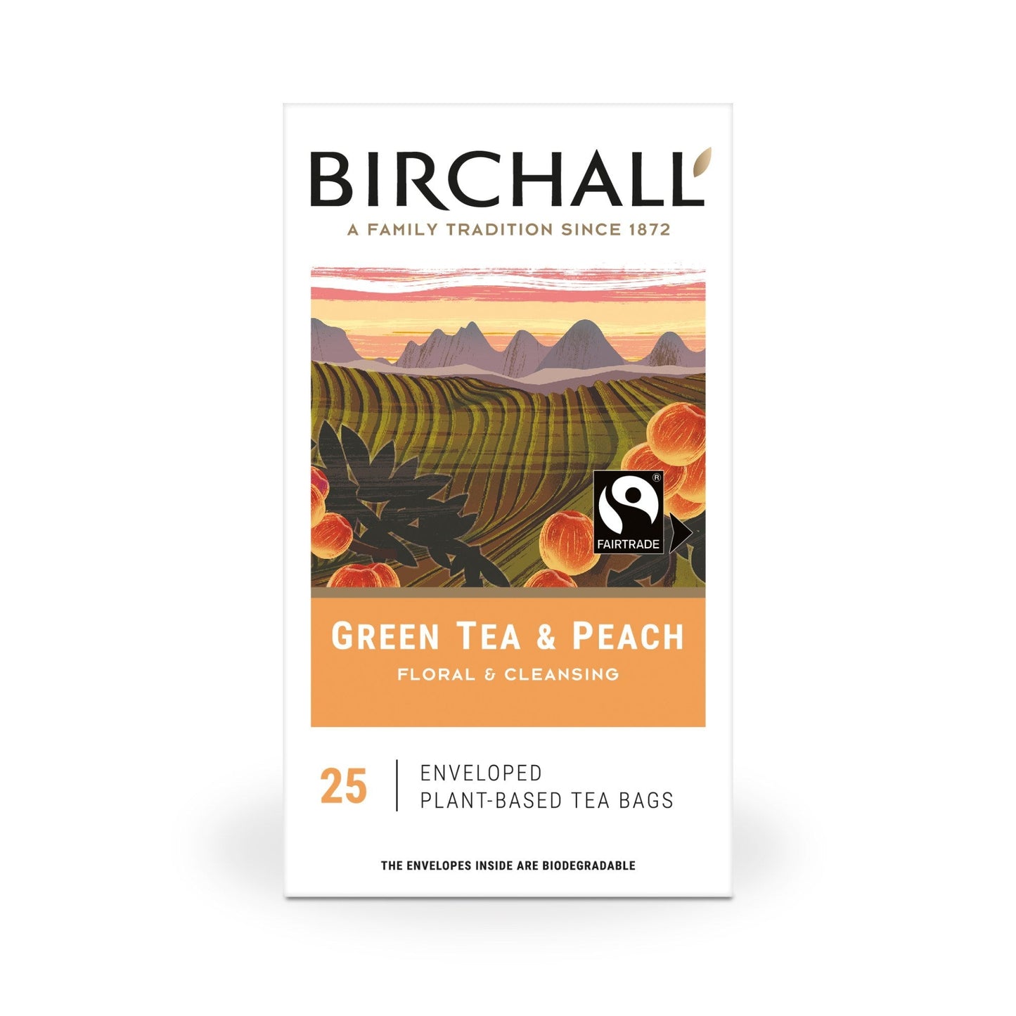 Birchall Green Tea & Peach – 25 Enveloped Green Tea with Fruity Notes