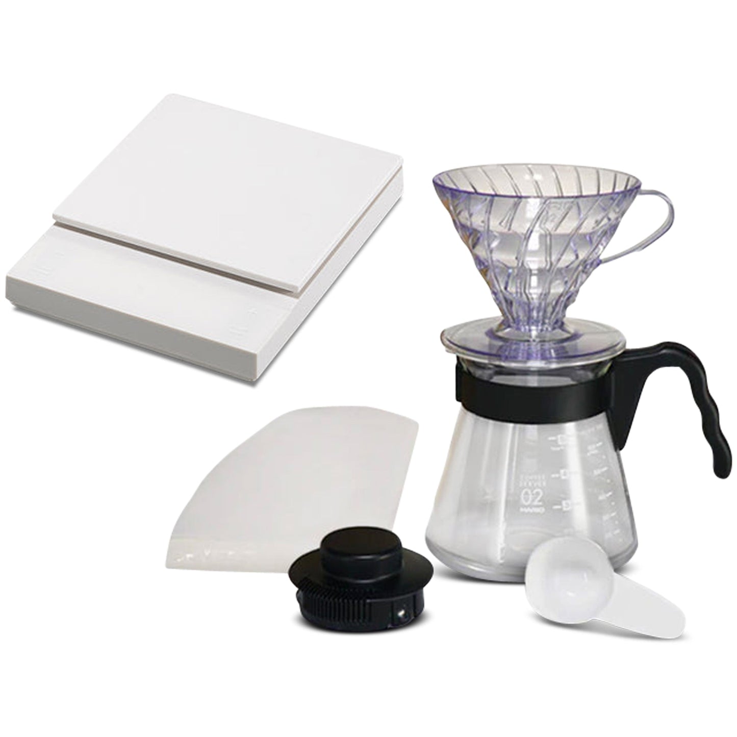Hario Polaris White and V60 Coffee Dripper and Server Set (Size 02)