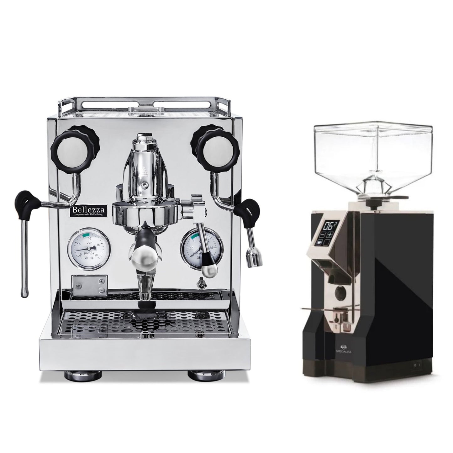 Bellezza Inizio V Espresso Machine + Eureka Mignon Specialità Coffee Grinder Bundle