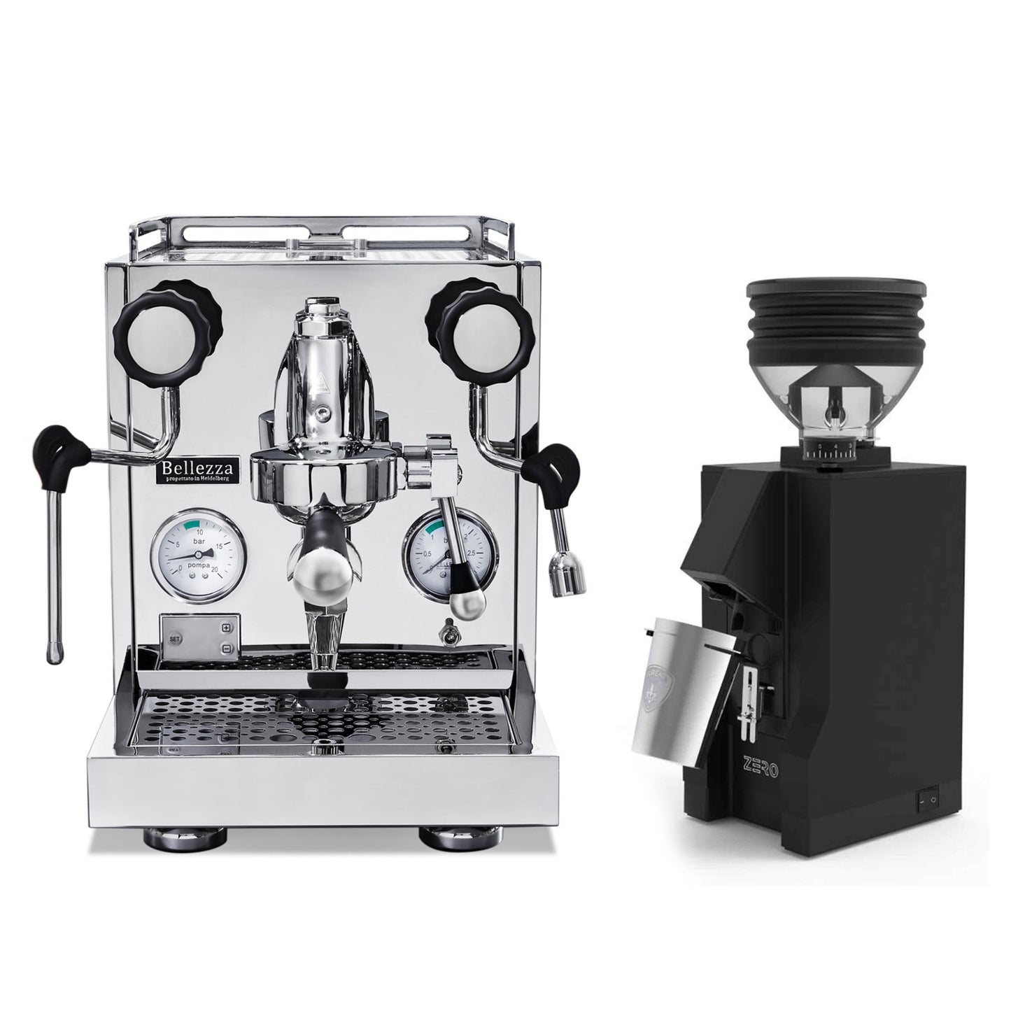 Bellezza Inizio V Espresso Machine + Eureka Mignon Zero Coffee Grinder Bundle