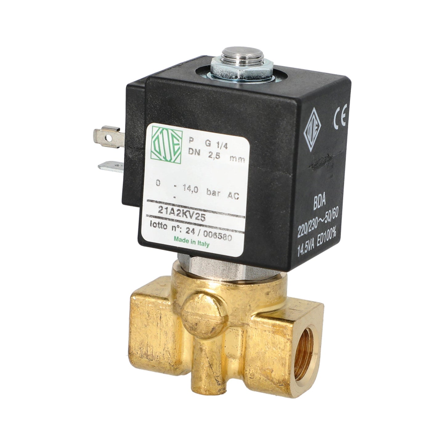 ODE 2 Way Inlet Solenoid Valve 230V 1/4 2.5mm