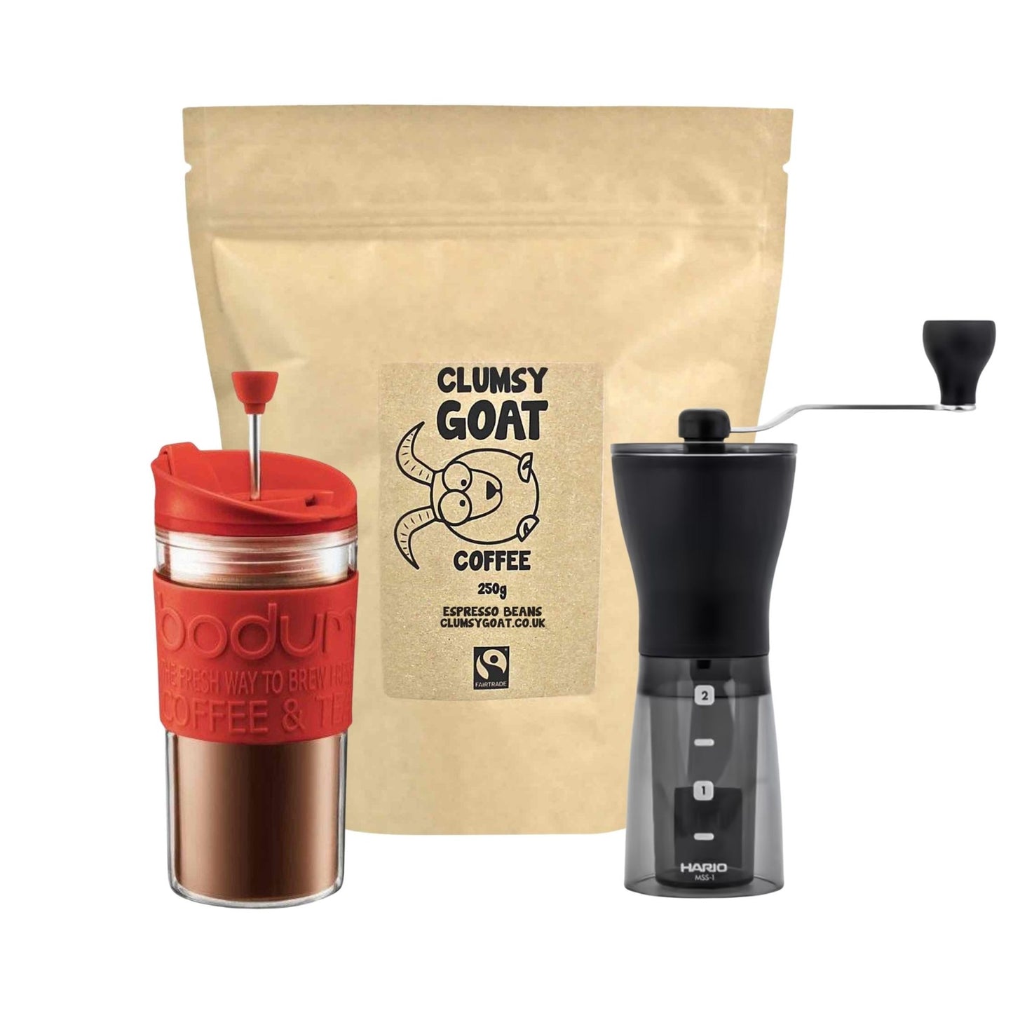 Travel Coffee Bundle – Travel Press, Grinder & Coffee Beans