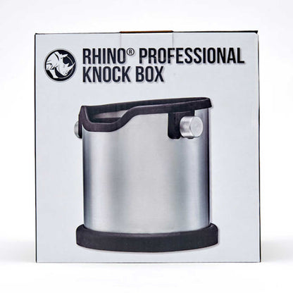 Rhinowares Deluxe Stainless Steel Coffee Knock Box + Black Rubber Trim
