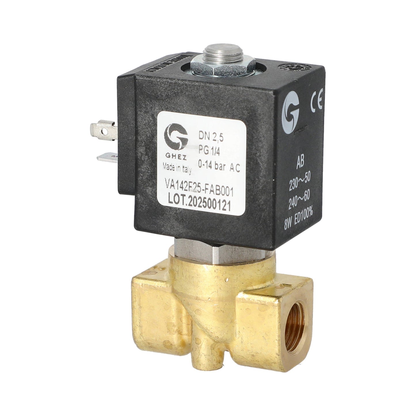 Ghez 2-Way Solenoid Valve 230V 1/4 2.5mm Viton Replacement Part