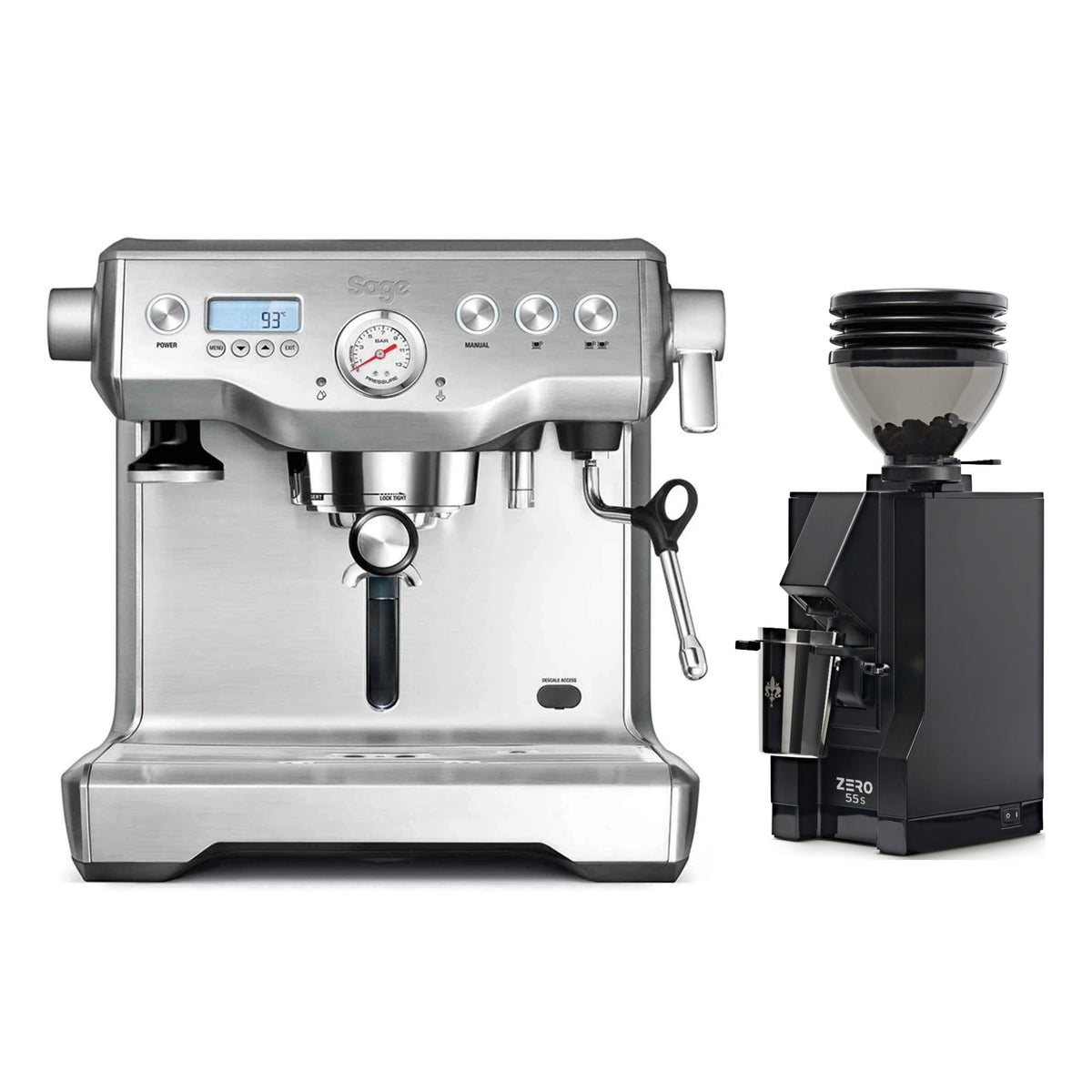 Sage The Dual Boiler Espresso Machine + Eureka Mignon Zero 55s Grinder Bundle