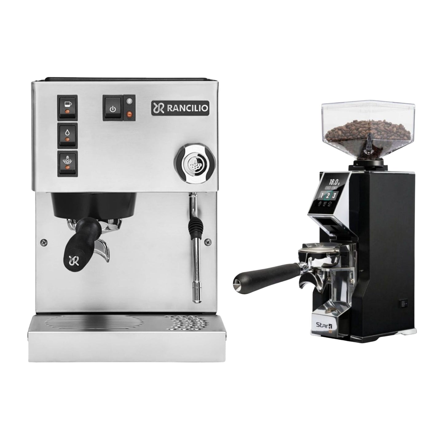 Rancilio Silvia E V6 Espresso Machine & Eureka Oro Mignon Stark W 65 Grinder Bundle