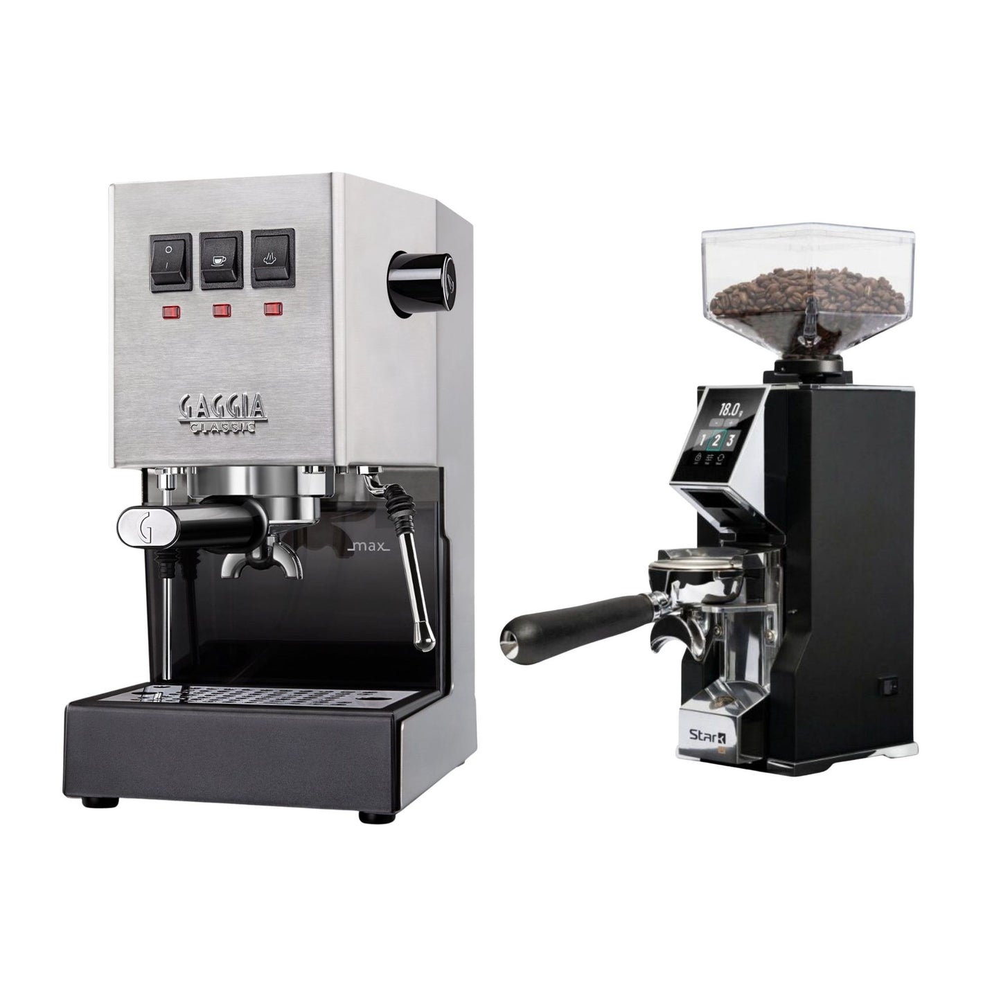Gaggia Classic E24 Evo Pro Espresso Machine & Eureka Oro Mignon Stark W 65 Grinder Bundle
