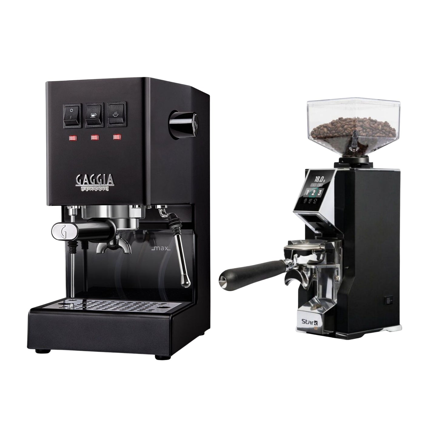 Gaggia Classic E24 Evo Pro Espresso Machine & Eureka Oro Mignon Stark W 65 Grinder Bundle