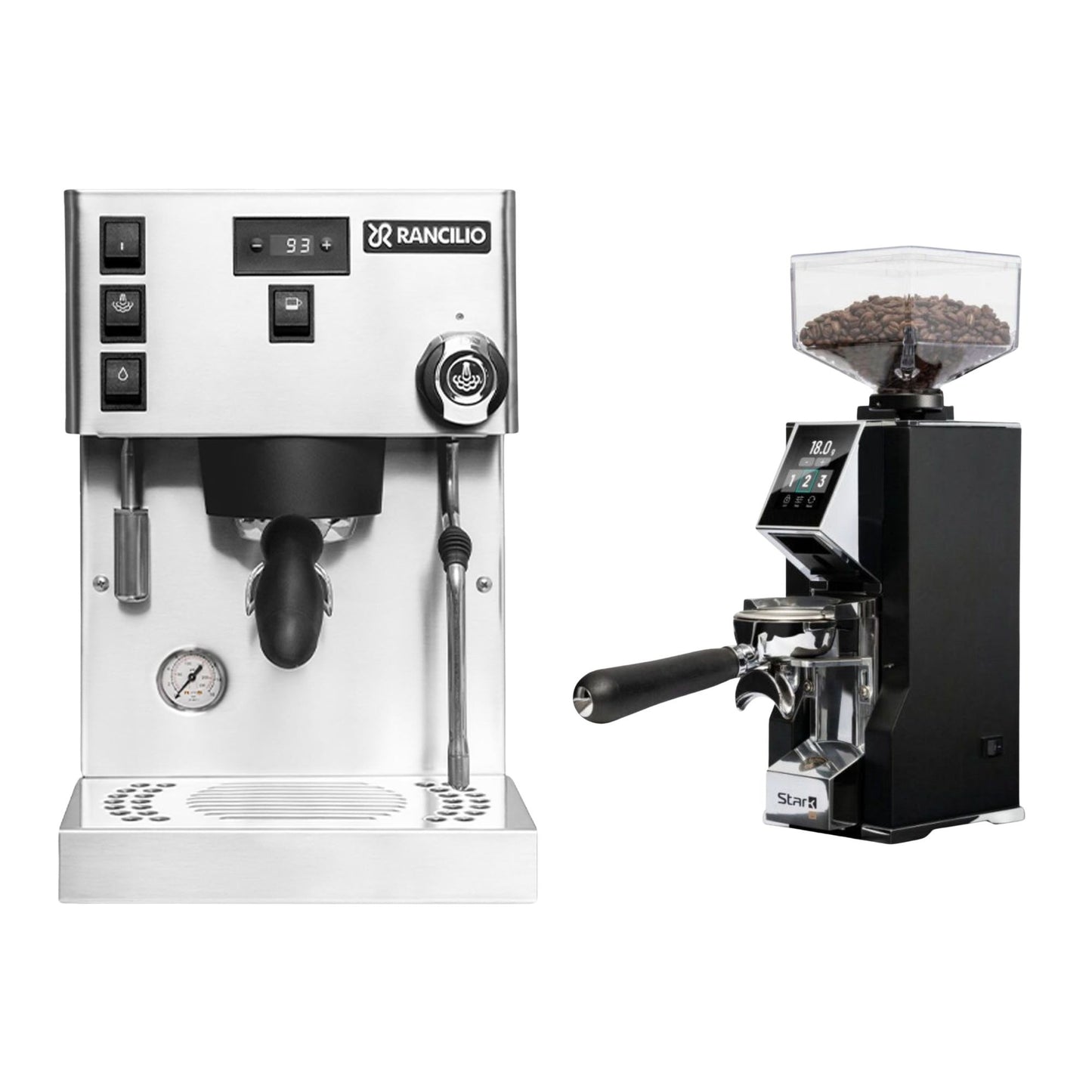 Rancilio Silvia Pro X Dual Boiler Espresso Machine & Eureka Oro Mignon Stark W 65 Grinder Bundle