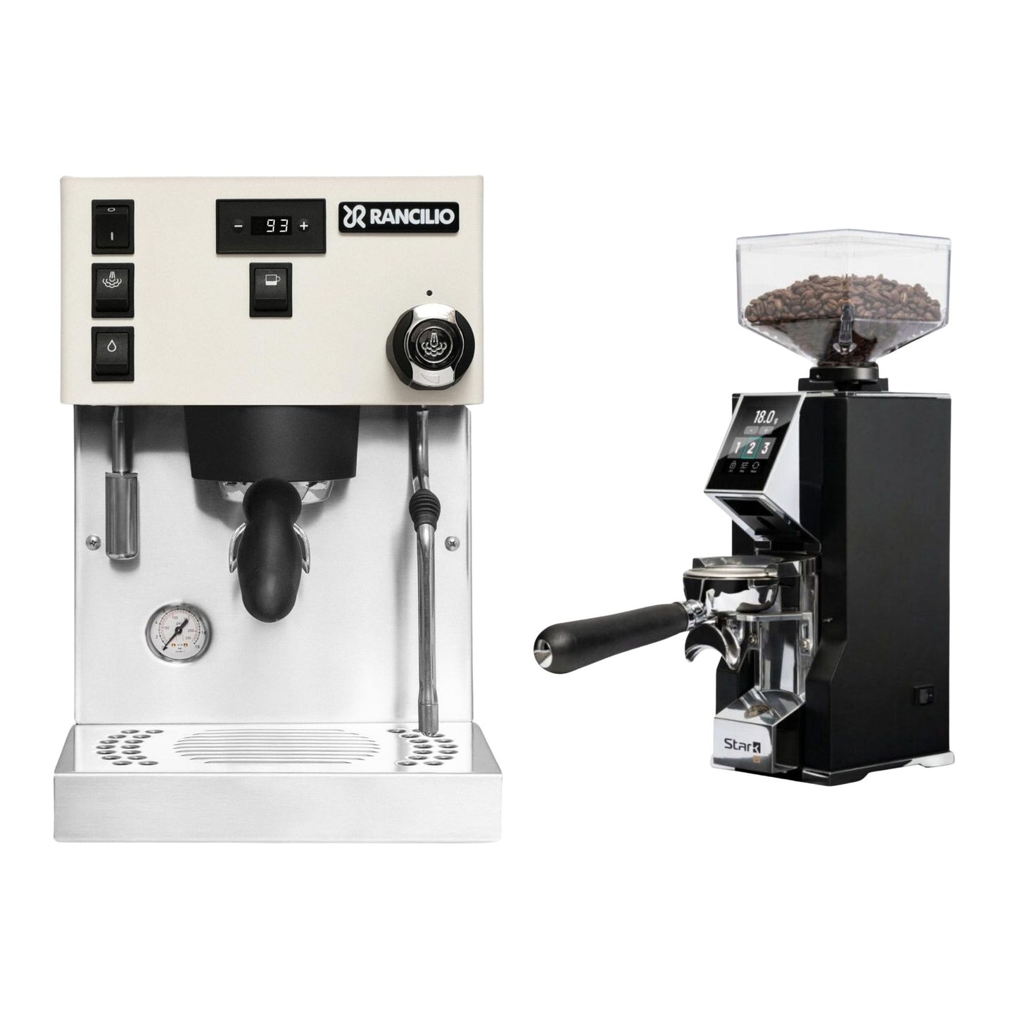 Rancilio Silvia Pro X Dual Boiler Espresso Machine & Eureka Oro Mignon Stark W 65 Grinder Bundle