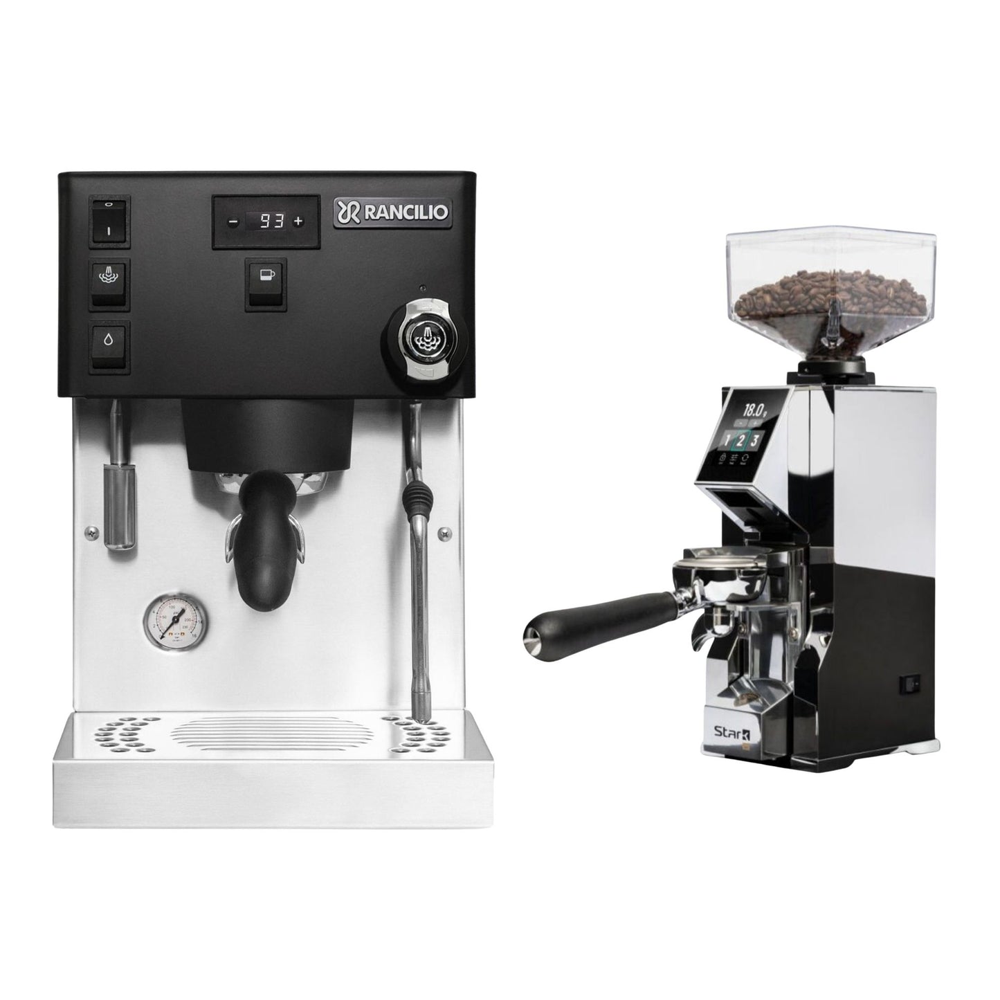 Rancilio Silvia Pro X Dual Boiler Espresso Machine & Eureka Oro Mignon Stark W 65 Grinder Bundle