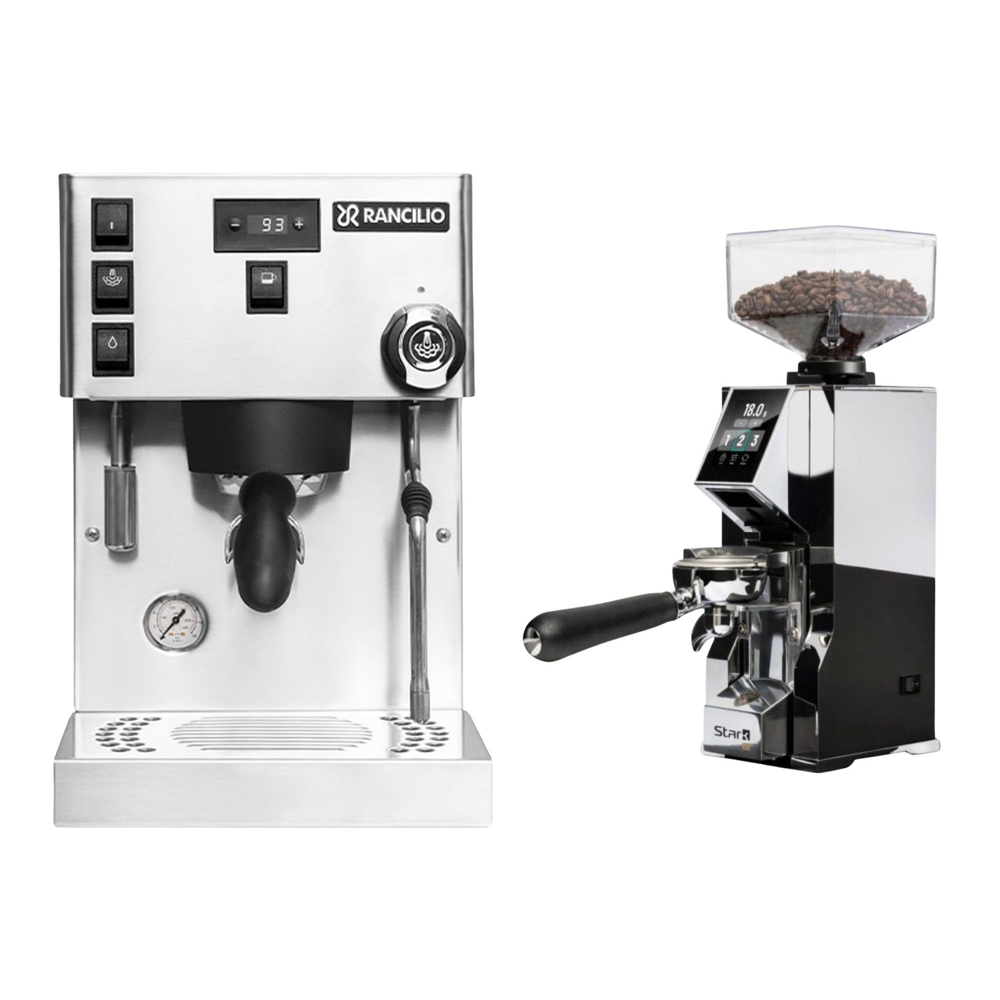 Rancilio Silvia Pro X Dual Boiler Espresso Machine & Eureka Oro Mignon Stark W 65 Grinder Bundle