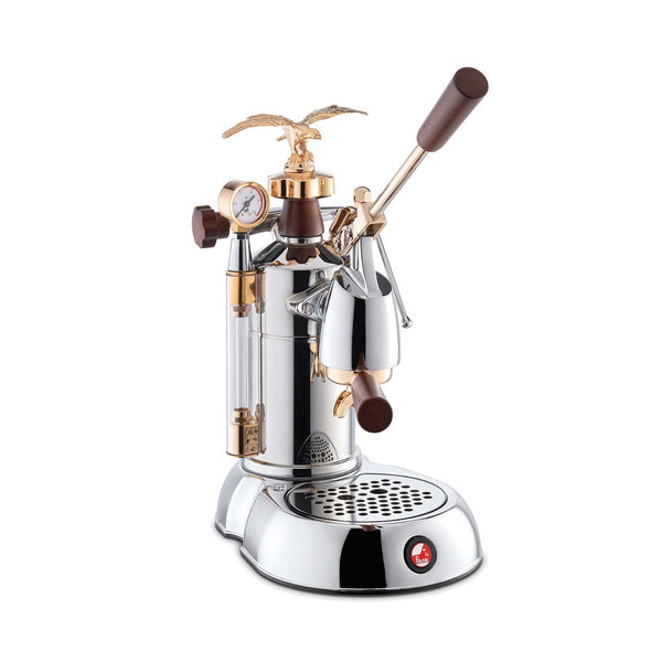 La Pavoni Expo 2015 Lever Coffee Machine - Stainless Steel Gold and Wood