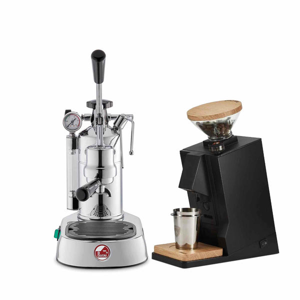 La Pavoni Lever + Eureka Oro Single Dose Coffee Machine Package