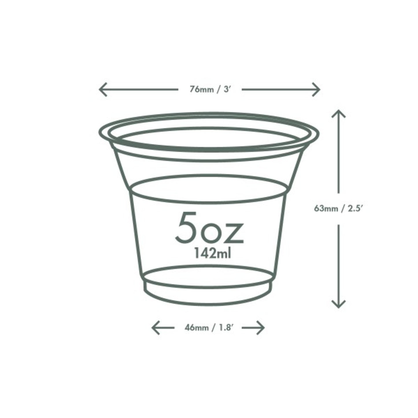 Vegware 5oz PLA plain cold cup, 76-Series - Case of 2000