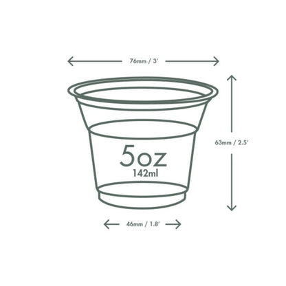 Vegware 5oz PLA plain cold cup, 76-Series - Case of 2000