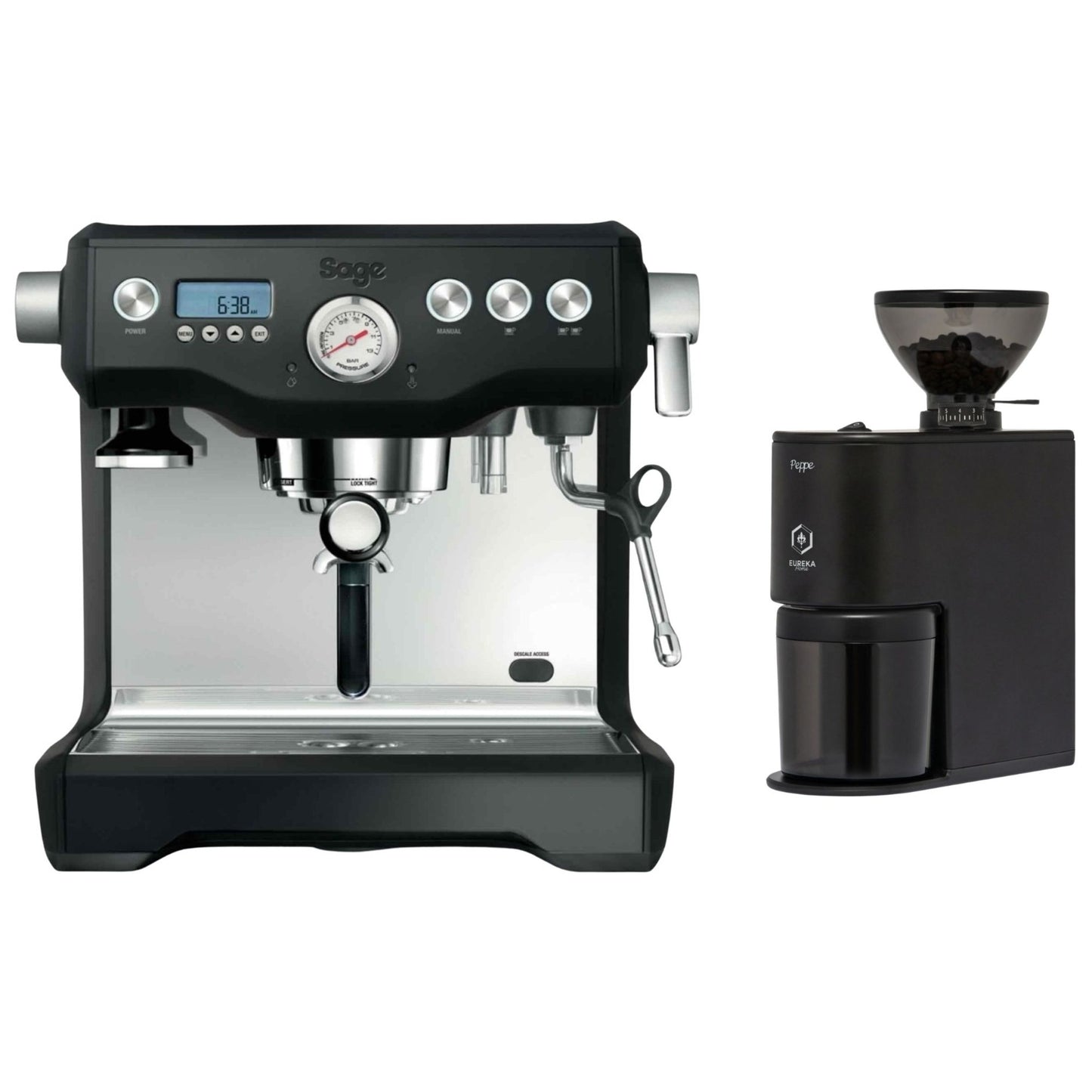 Sage The Dual Boiler Espresso Machine & Eureka Peppe Grinder Bundle