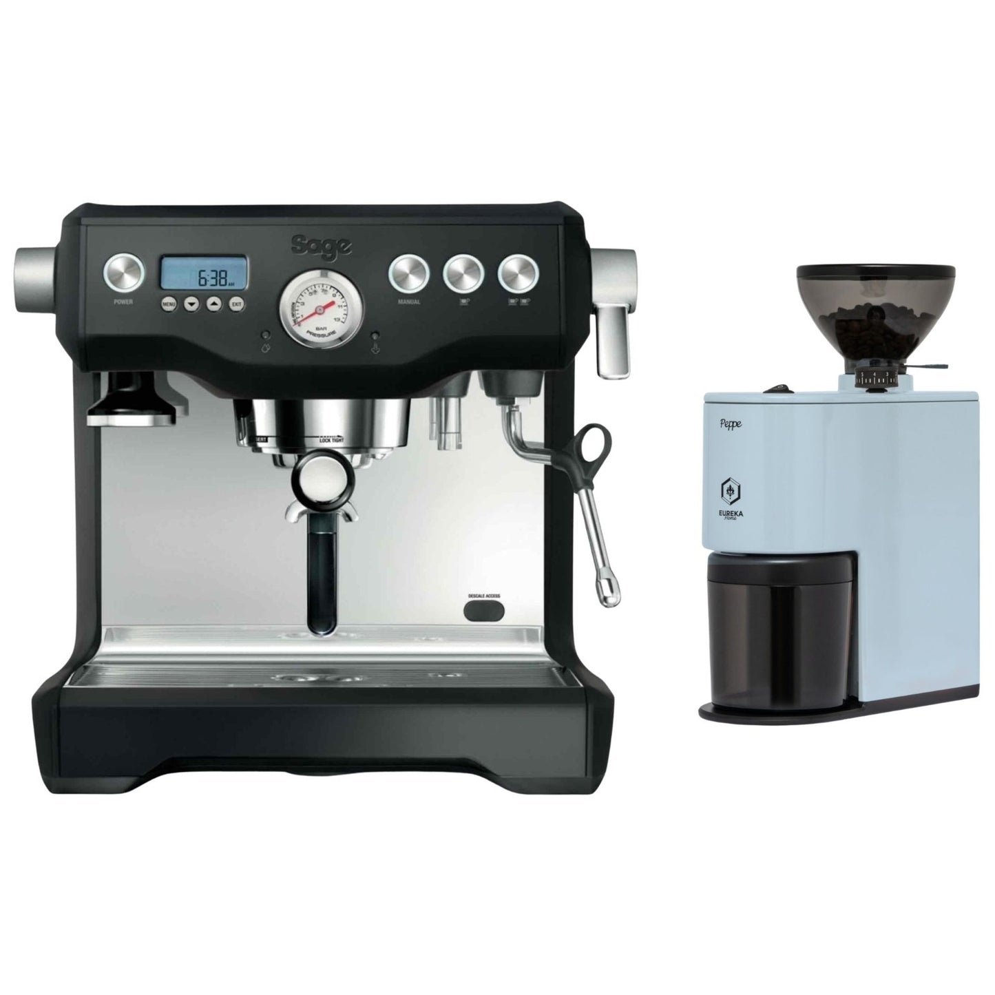 Sage The Dual Boiler Espresso Machine & Eureka Peppe Grinder Bundle