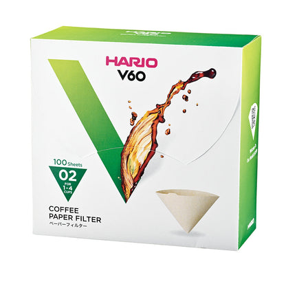 Hario V60 Coffee Filter Papers Size 02 - Brown - (100 Pack Boxed) (VCF-02-100MK)