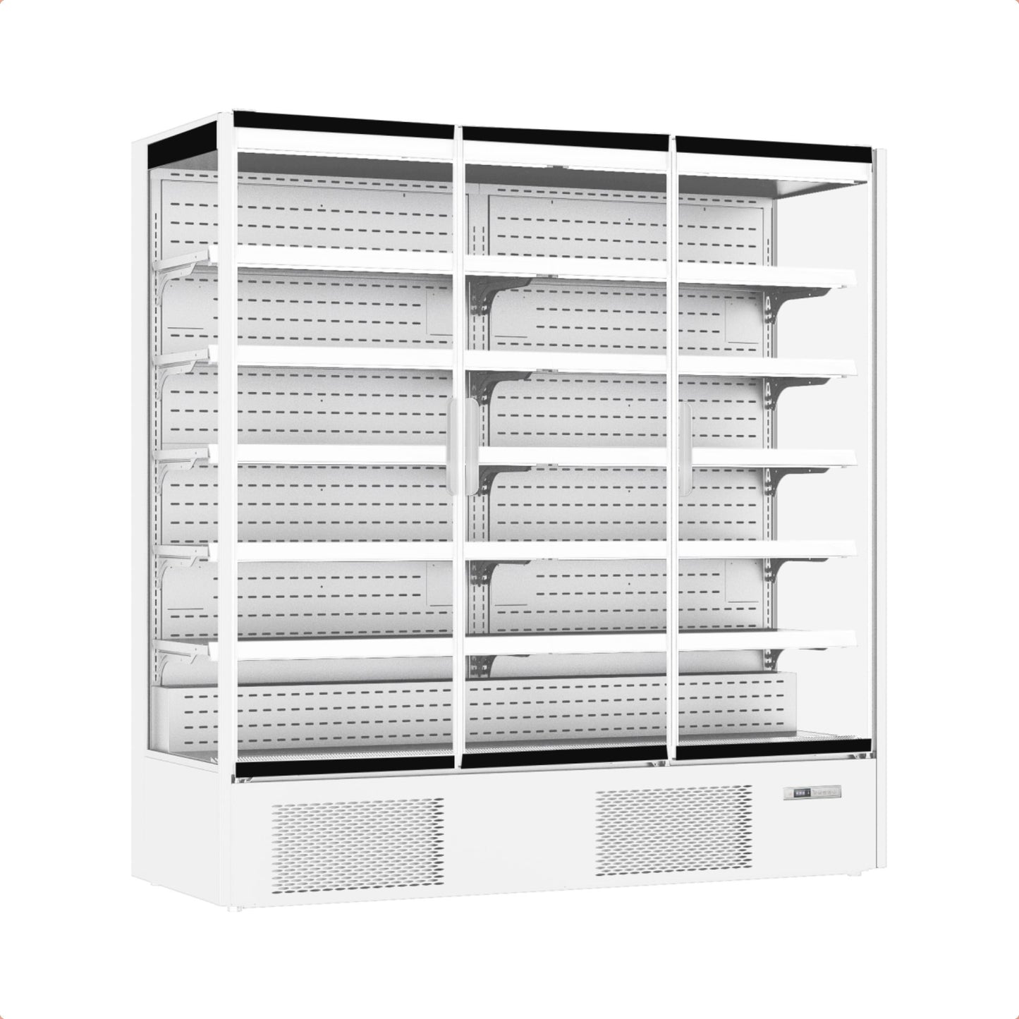 Prodis XMD1875-P-FGD-W Panoramic Frameless Glass Door Refridgerated Multideck - White