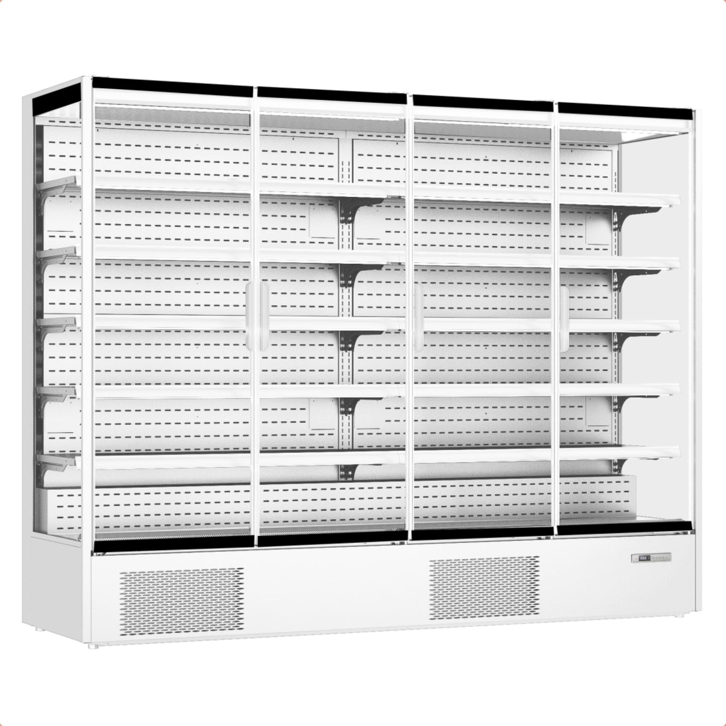 Prodis XMD2500-P-FGD-W Panoramic Frameless Glass Door Refridgerated Multideck - White