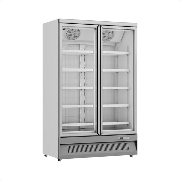 Prodis XPD1250-N-G-LE Heavy Duty Low Energy Double Door Tall Shop Display Freezer