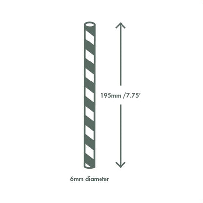 Vegware Compostable Green Stripe 6mm Paper Straw, 7.8in - Case of 5000