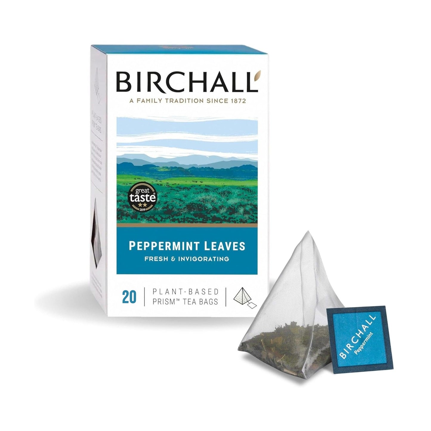 Birchall Peppermint Leaves 20 Enveloped Plant-Based Prism Tea Bags