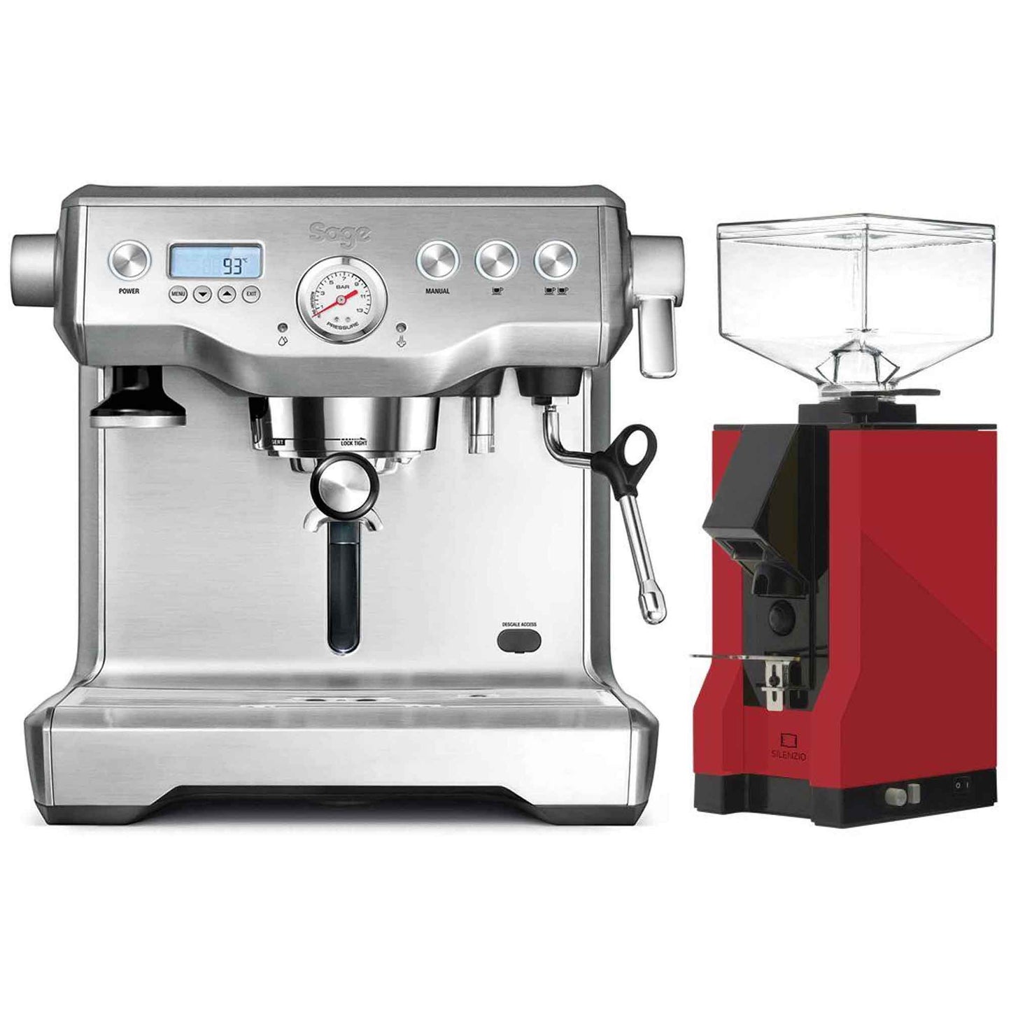Sage The Dual Boiler Espresso Machine + Eureka Mignon Silenzio Grinder Package