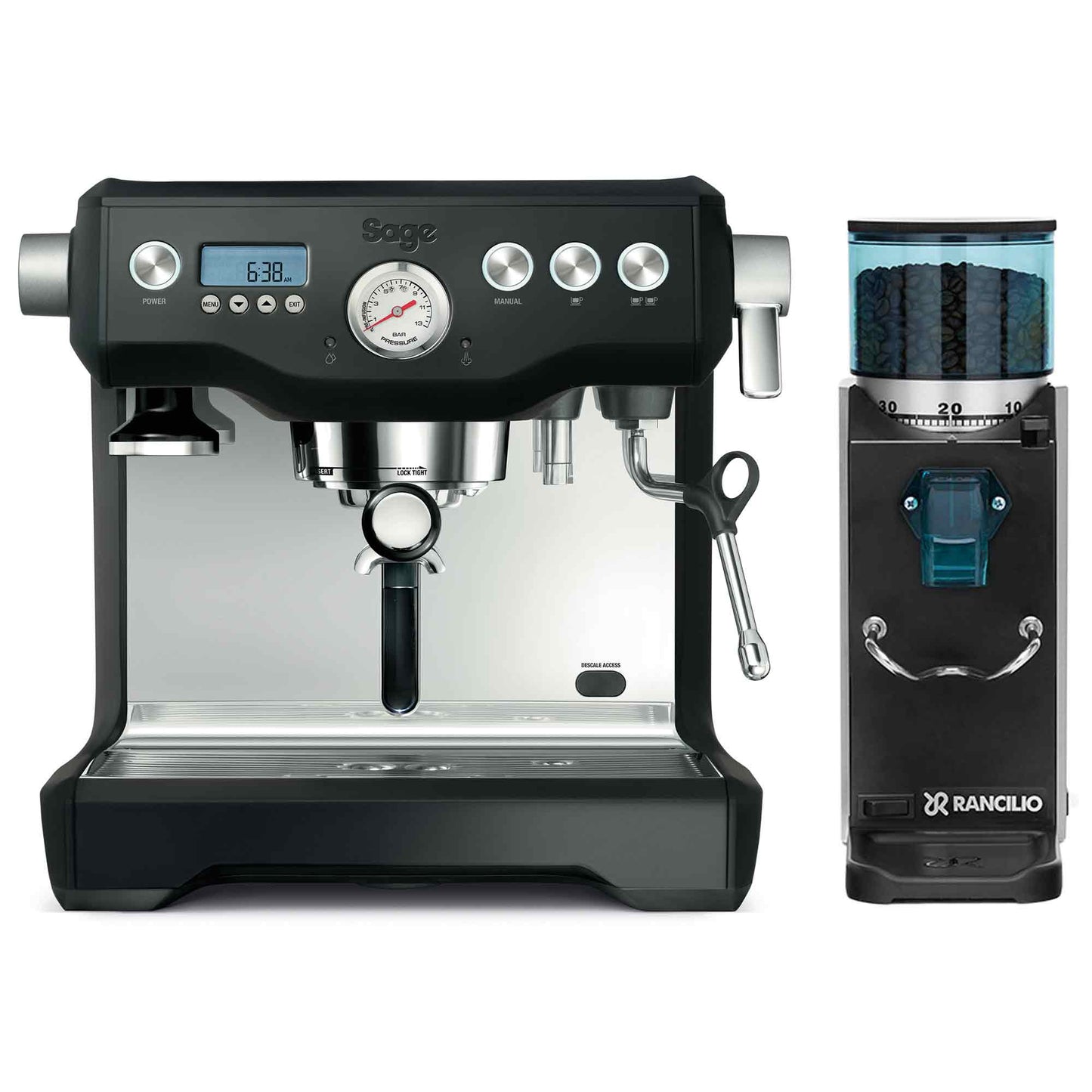 Sage The Dual Boiler Espresso Machine + Rancilio Rocky SD Grinder Package