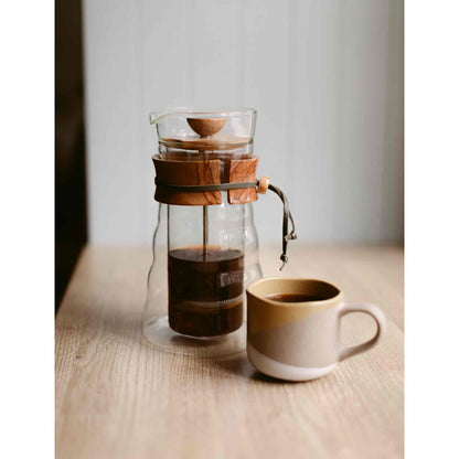 Hario Double Glass Olive Wood Coffee Press 400ml - 3 Cup