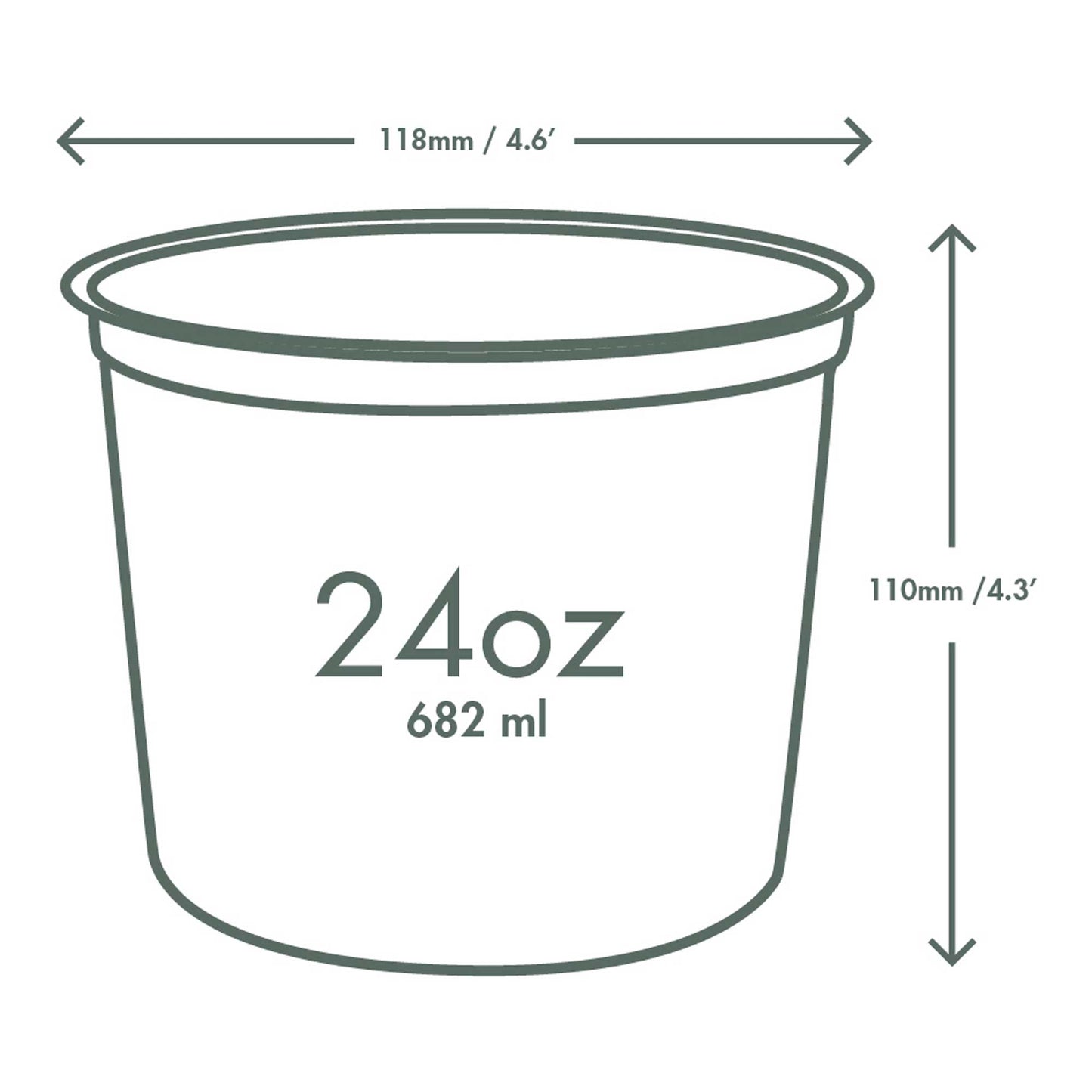 Vegware Compostable 24oz PLA Round Deli Container - Case of 500