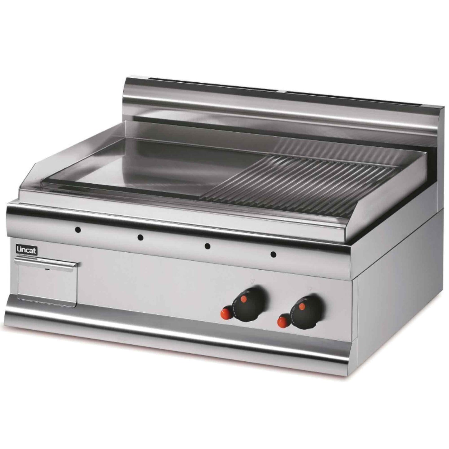Lincat Silverlink 600 Half Ribbed Steel Griddle 7.5kw - Natural Gas - 750w x 650d x 415h - GS7R/N