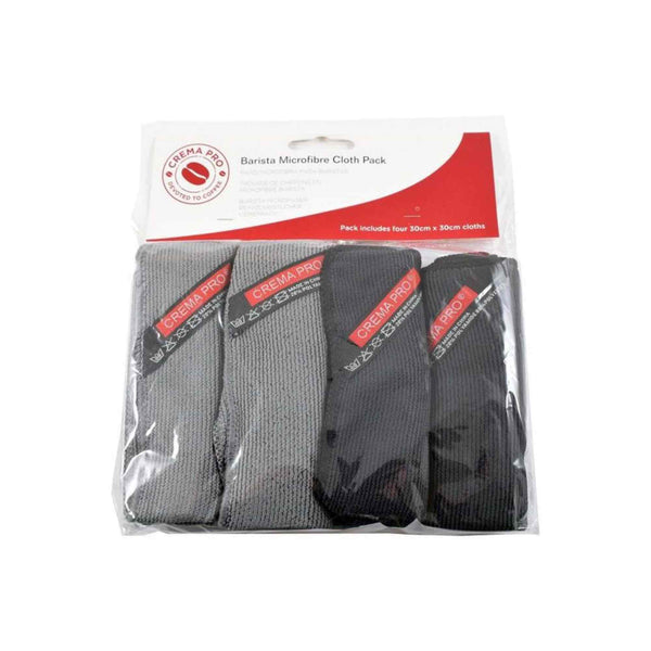 Crema Pro Microfibre Barista Black & Grey Cloth Pack - 4 Cloths