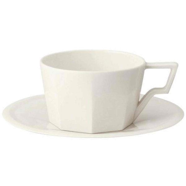 Kinto Oct Porcelain Cup and Saucer - White - 8oz