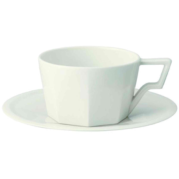 Kinto Oct Porcelain Cup and Saucer - White - 11oz
