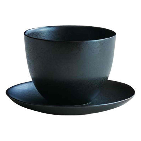 Kinto Pebble Cup and Saucer - Black - 180ml - 6oz