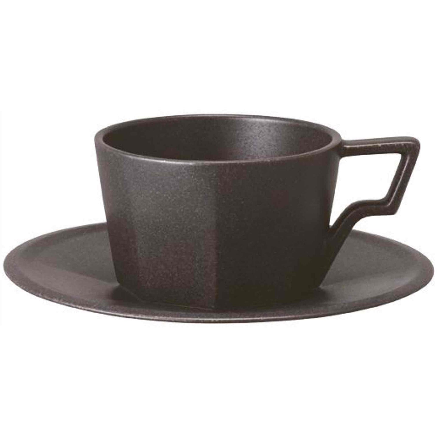 Kinto Oct Porcelain Cup and Saucer - Black - 8oz