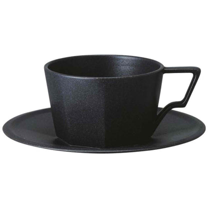 Kinto Oct Porcelain Cup and Saucer - Black - 11oz
