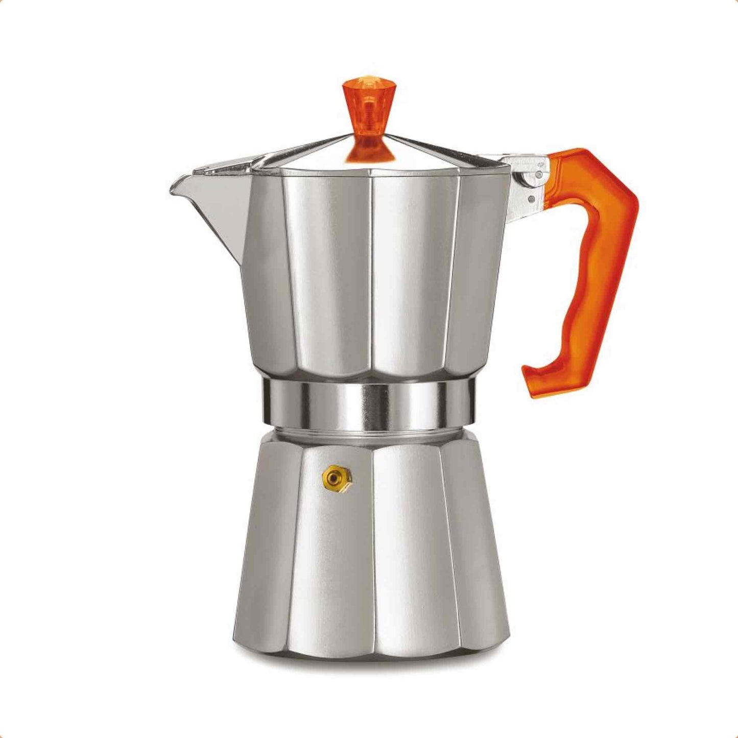 Pezzetti Italexpress Aluminium Stove Top Moka Pot - 6 Cup - Red Polycarbonate Handle